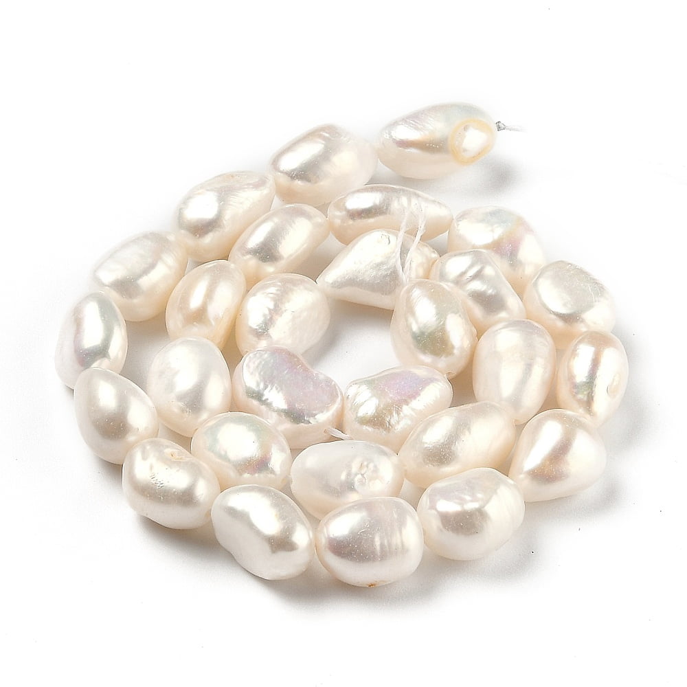 1 Strand Natural Cultured Freshwater Pearl Beads Strands Rice Dyed Bisque 11.5~16x9~10.5mm Hole: 0.6mm about 24pcs/strand 14.37 inch(36.5cm)