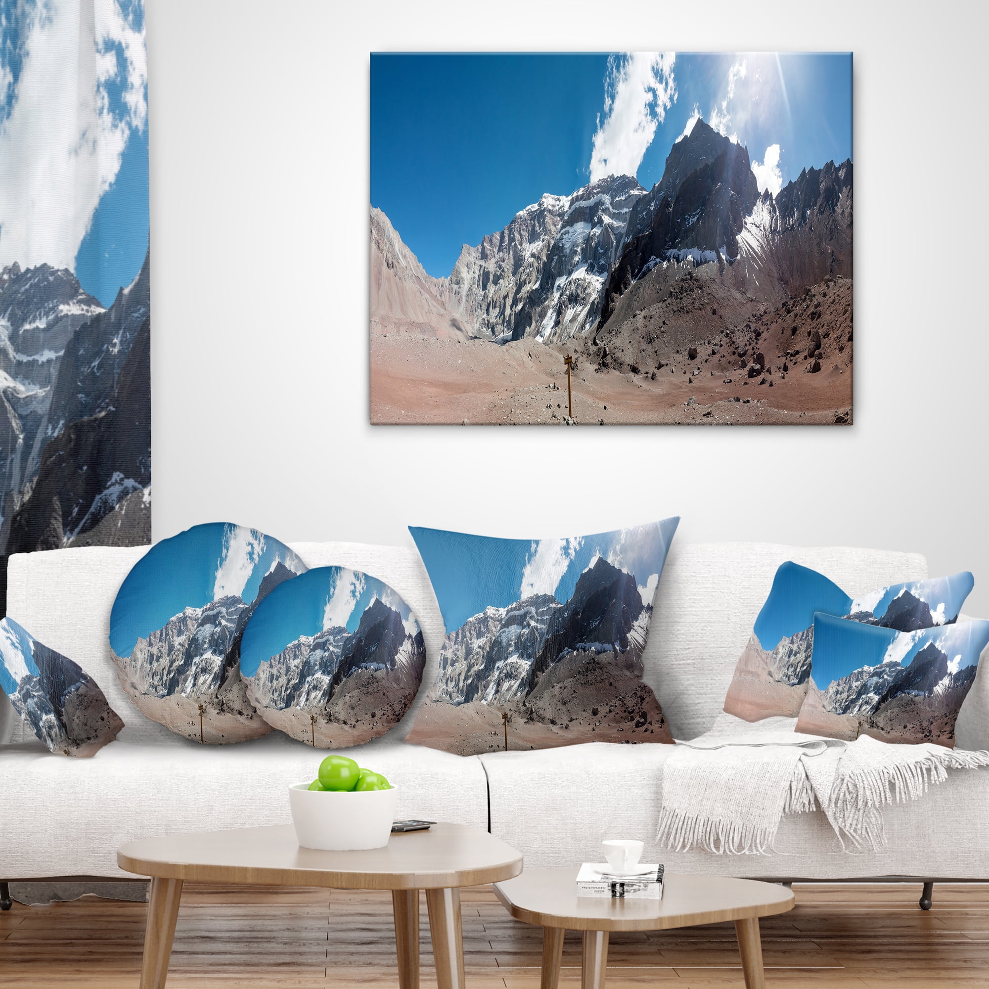 Designart Trekking to Plaza Francia Panorama - Landscape Printed Throw Pillow - 16x16