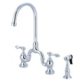 thumbnail image 2 of Kingston Brass  English Country Kitchen Bridge Faucet with Brass Sprayer Polished Chrome Polished, Chrome Finish, 2 of 5