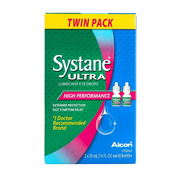 Systane Ultra Lubricant Eye Drops for Dry Eye Symptoms, 10ml, 2 Pack ...