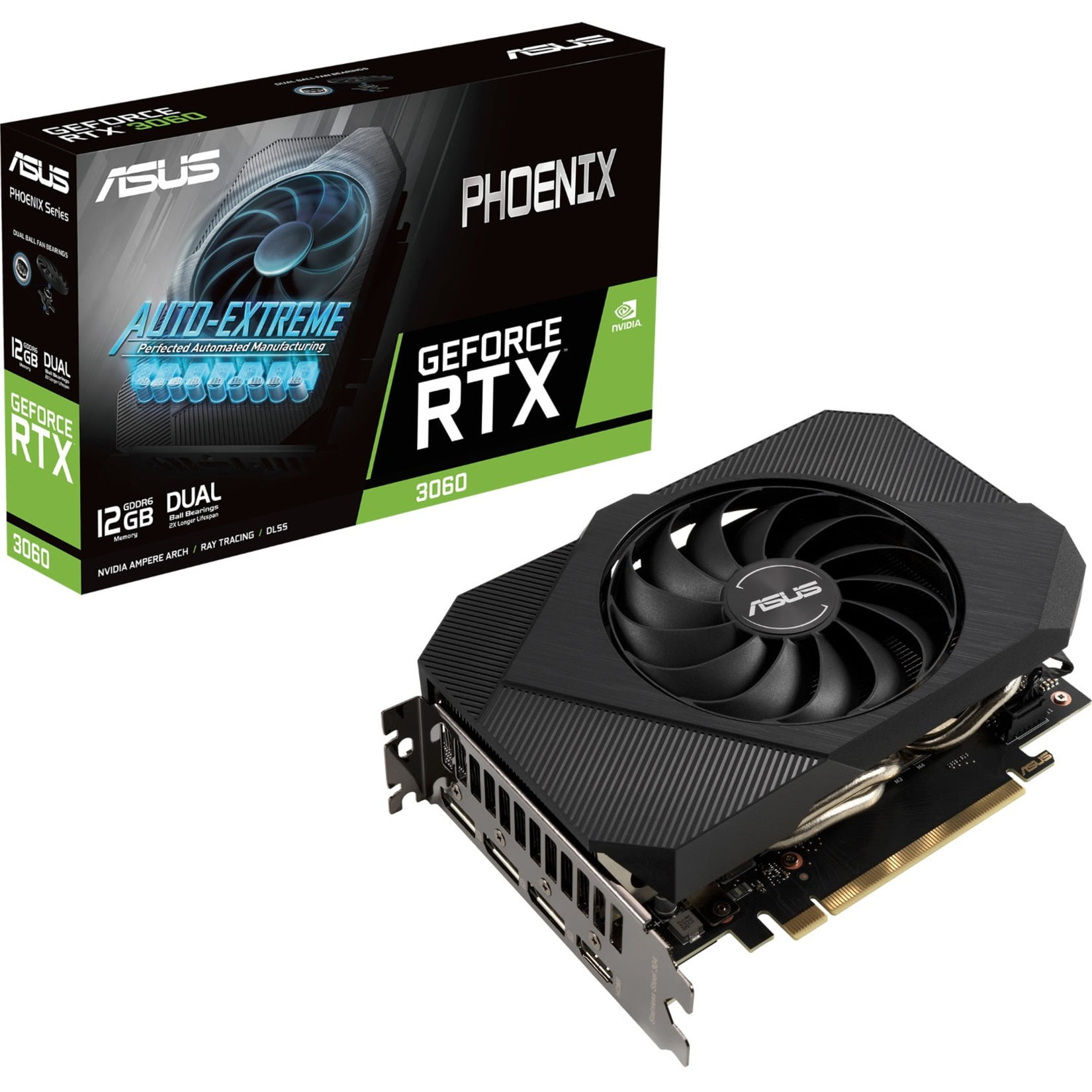 Asus Phoenix Nvidia Geforce Rtx 3060 V2 Gaming Graphics Card Pcie 4 0 12gb Gddr6 Memory Hdmi 2 1 Displayport 1 4a Axial Tech Fan Design Protective Backplate Dual Ball Fan Bearings Auto Extreme Walmart Com