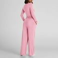 thumbnail image 4 of UPPADA 2 Piece Matching Summer Sweatsuit Lounge Set Womens Wide Leg Pants Side Ruching Crop Top Sets Plus Size Two Piece Outfits Pink,M, 4 of 7