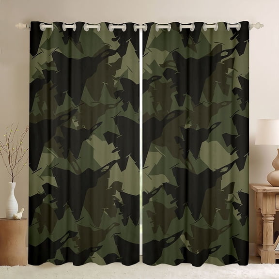 jejeloiu Military Camouflage Black Out Curtains,Retro Airplane Aircraft Curtains Pack of 2 (42x63 Each) For Boys Kids