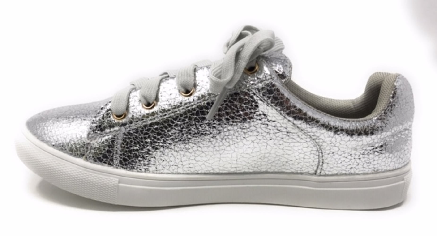 Forever Young Women's Metallic Textured Lace up Sneakers