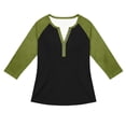 thumbnail image 4 of LODIENY Plus Size (S-5XL) Casual Slim Fit T-Shirts for Men Henley Button Down Shirt Raglan 3/4 Sleeve Color Block Jersey Baseball Tops Green XXXXXL, 4 of 5