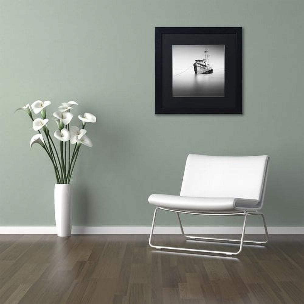 Trademark Fine Art "Barco Hundido" Canvas Art by Moises Levy Black Matte, Black Frame