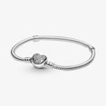 thumbnail image 1 of Disney 925 Sterling Silver Bracelet Moments Sparkling Mickey Mouse Heart Clasp Snake Chain Bracelet for Women DIY Charms Beads23cm Gao Jinjia LED, 1 of 2