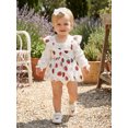 thumbnail image 3 of Cjfdfy Newborn Baby Girl Fall Outfits Long Sleeve Strawberry Print Romper with Headband Set Cute Strawberry  Print Outfit, Ruffle Bow Design, Mesh Tulle Dresses, Fall Winter Outfit for 0-18M, 3 of 9