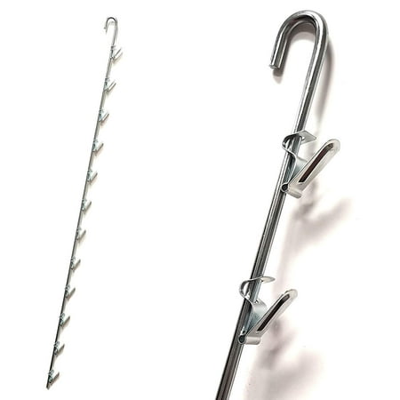 Heavy Duty Metal Merchandising Hanging Clip Strip Display w/ 12 Item Hangers 29" L, Zinc, 1 Unit