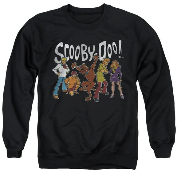 Scooby Doo! Scooby Doo Gang Unisex Adult Crewneck Sweatshirt,Black, X-Large