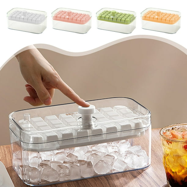 Fiudx Juego de Bandejas para Cubitos de Hielo, Diseño de Fácil Liberación, Contenedor Apilable para Hielo, Materiales de Grado Alimenticio, Organizador de Congelador Que Ahorra Espacio, Cubitos de Hi
