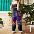 thumbnail image 4 of Women's Halloween Jumpsuits 2026 Spaghetti Strap Linen Rompers Wide Leg Print Overalls with Pockets, 4 of 5