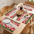 thumbnail image 5 of Welcome Pastoral Flowers Placemats Set of 12, Red Flower Bee Leaf Linen Texture Non-Slip Place Mats Washable Table Mats for Kitchen Dining Table Decorations Indoor/Outdoor, 5 of 9