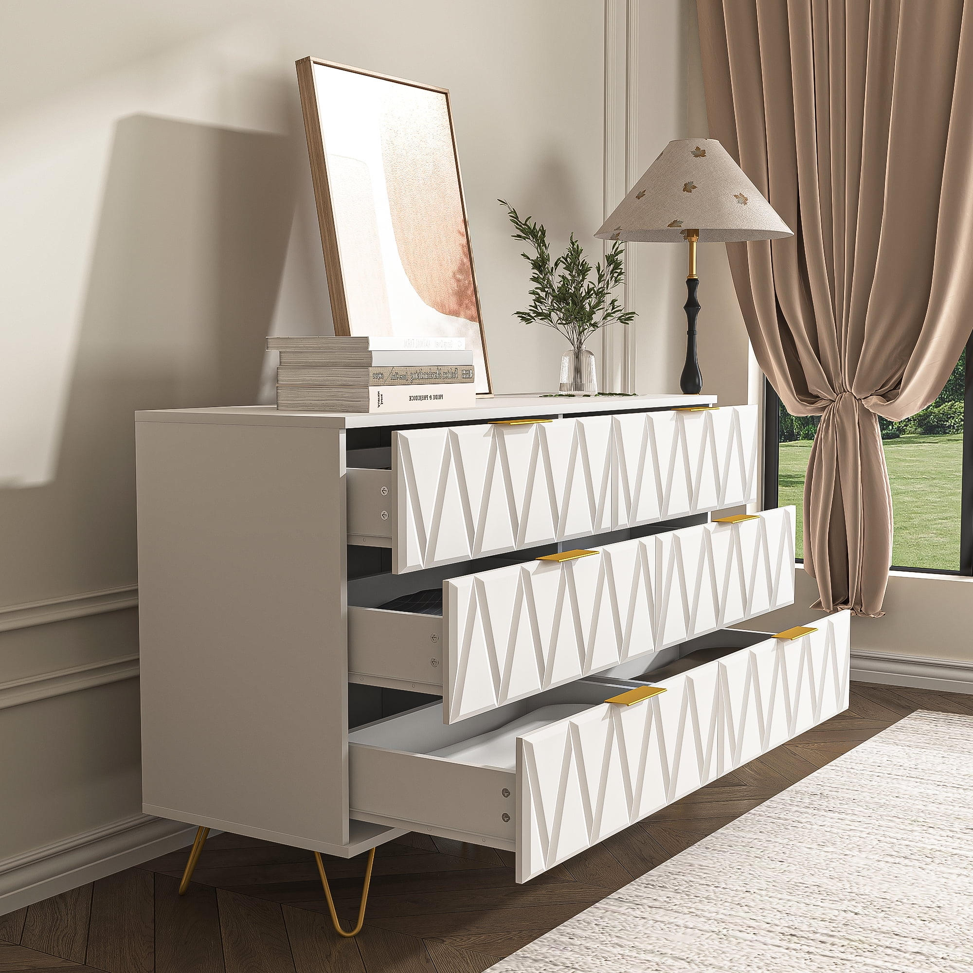 Kadyn Chest of Drawers, 6 Drawer Dresser for Bedroom, White Nursery Dresser Kadyn Chest of Drawers, 6 Drawer Dresser for Bedroom, White Nursery Dresser