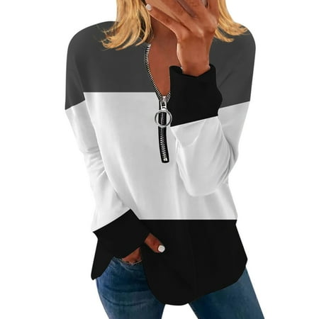 

LBECLEY Layering Tee Long Sleeve Long Sleeve Round Neck New Top Shirt Long Zipper 2022 Winter Top Large Women s Top Christmas Scrub Too K S
