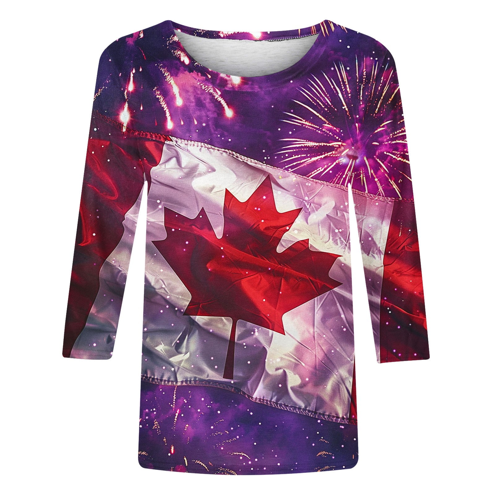 Brnmxoke Womens Crew Neck 3/4 Sleeve Tops Basic Round Neck Canada