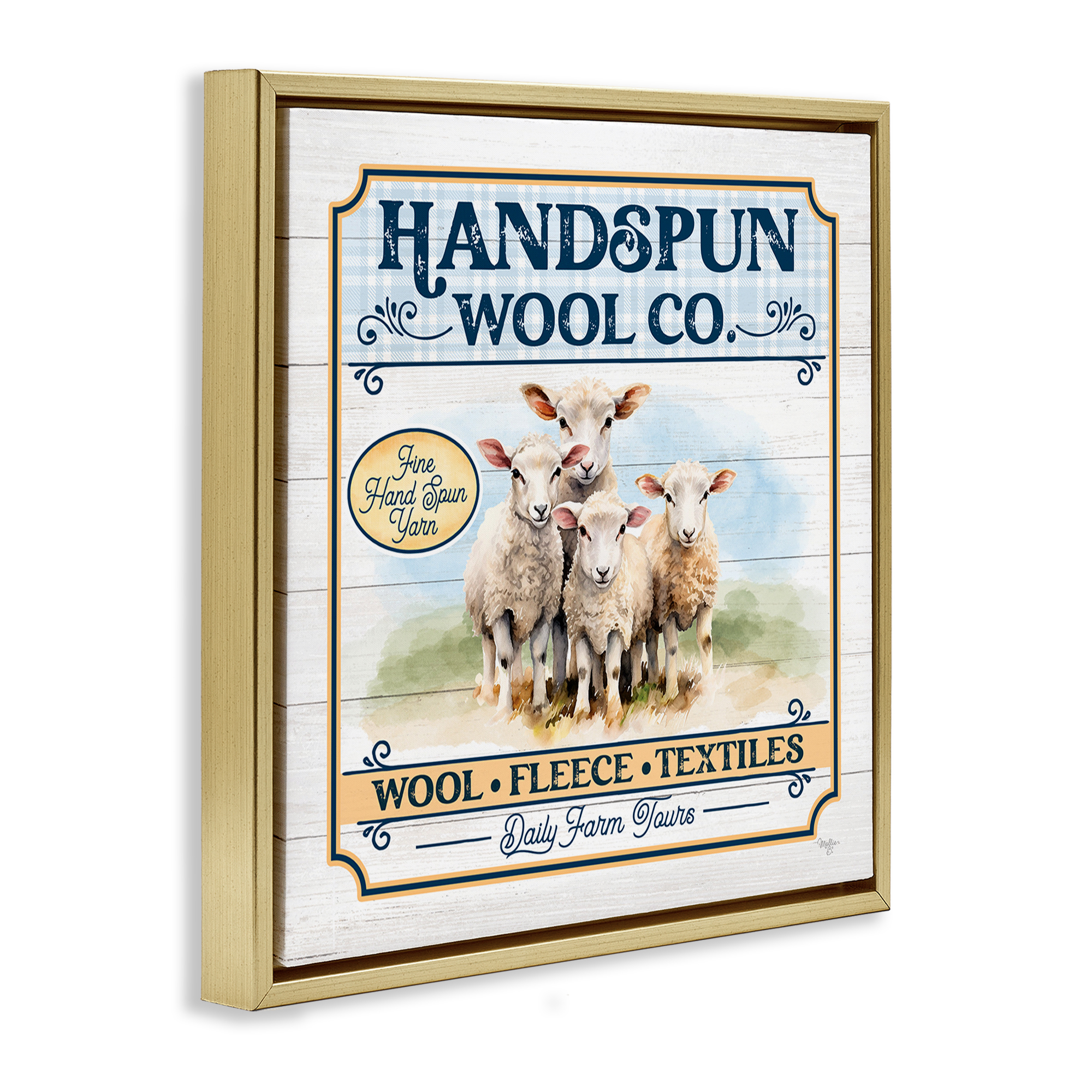 Stupell Industries Handspun Wool Sign Animals & Insects Painting Gold Floater Framed Canvas Art Print Wall Art, 25 x 25