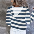 thumbnail image 4 of Blouses for Women Dressy Casual Plus Size Fall Comfy Hooded Long Sleeve Puff Cold Shoulder Hoody Stripe Leisure Cotton Hoodies Sweatshirts(Blue,XL), 4 of 6