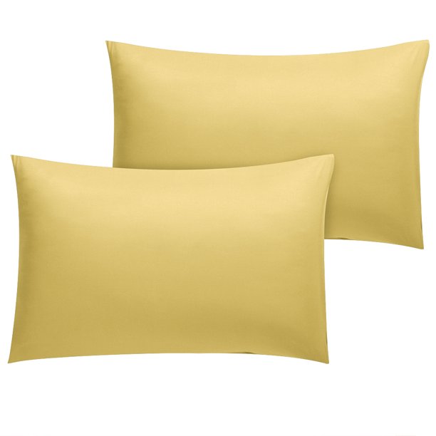 Unique Bargains 2 Pack 1800 Series Microfiber Pillowcases Gold King