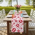 thumbnail image 4 of Table Runners 72 Inches Long Dress Scarves, Kiss Marks Farmhouse Kitchen Table Runner, Coffee Tablerunners, Valentine's Day Lips Print Love Red Vintage 16x72 Inch, 4 of 9