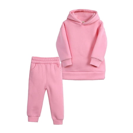 

EHTMSAK Toddler Baby Children Girl Boy Long Sleeve Outfits Clothing Set Pullover Hoodie and Pants Set Hot Pink 1Y-7Y 110