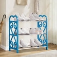 thumbnail image 4 of 3 Tier Plastic Shoe Rack Organizer, Stackable Entryway Shoe Storage for Bedroom Closet Garage, Ventilated Slatted Design Holds Men Women Kids Shoes and Keeps Floor Tidy, 4 of 8