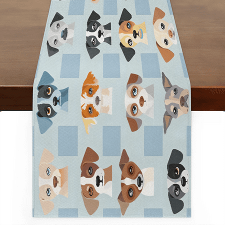 

Qzaxky Table Runner Boho Table Runner Dog Print Bohemian Boho Outdoor Table Runner Decoration for Indoor Outdoor Home Dinner Party Wedding Decor 13 x 72 Inch
