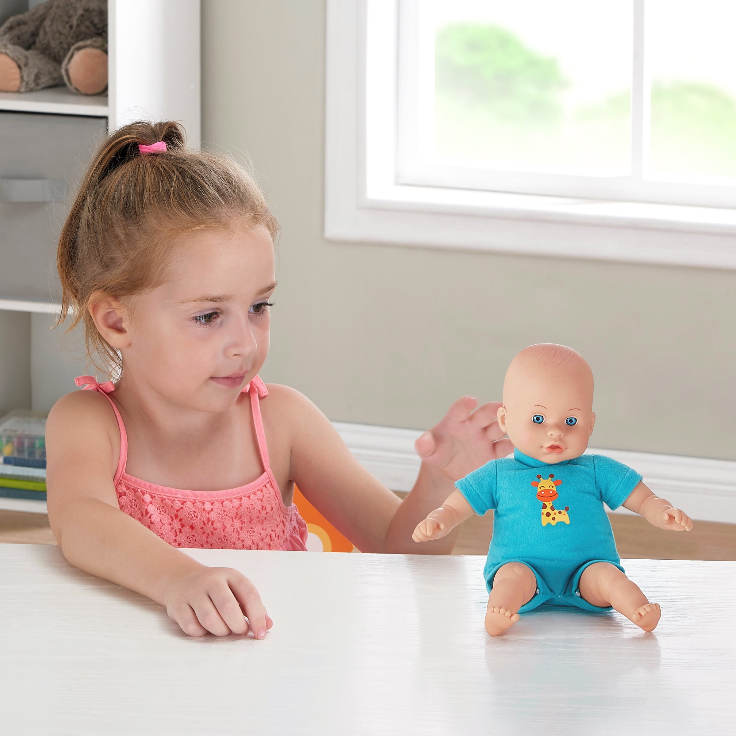 My Sweet Love 13" Soft Baby Doll with Sewn-on Teal Giraffe Outfit