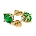 thumbnail image 2 of 14K Solid Gold Push Back Stud Earrings for Women | 3 cttw Round Cut Simulated Emerald | Yellow Gold, 2 of 4