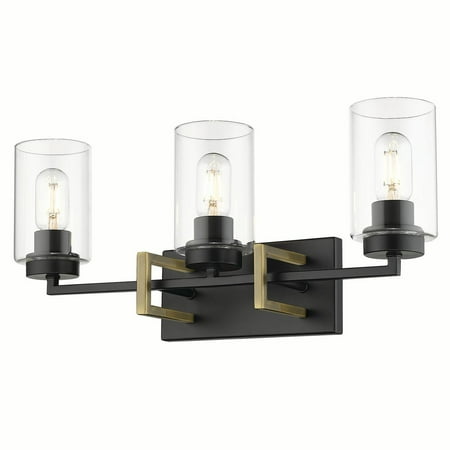Tribeca 9 Light - Tribeca 3-Light Bath Vanity in Black with Aged Brass Accents
