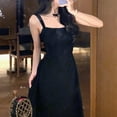 thumbnail image 4 of Xioeram Evening Party Women Dress Low-cut Square Neck Sleeveless High Tight Waist A-line Pleated Solid Color Frence Style Ankle Length Prom Banquet Maxi Dress, 4 of 8