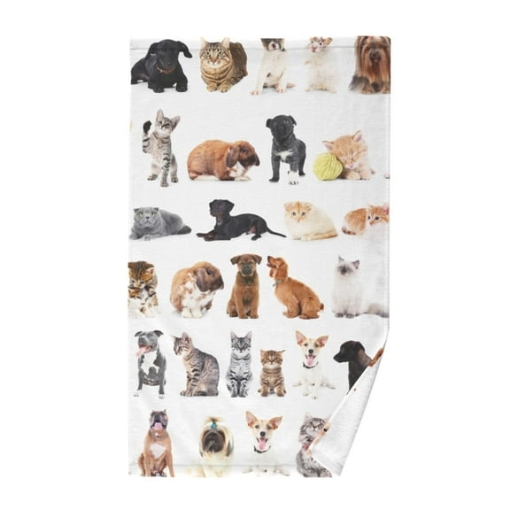 Cute Dogs Cats Rabbits Cotton Face Towels Absorbent Hand Towel Soft Bathroom Towel for Kitchen Hotel Decoration