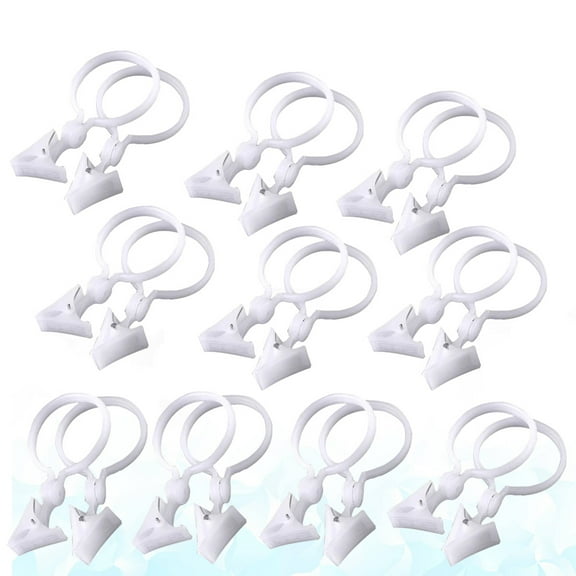 OATIPHO Curtain Hooks With Clips Curtain Clip Plastic Easy Installation Bathroom 20Pcs