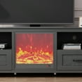 thumbnail image 3 of Poamcn 70.08'' Length TV Stand for Living Room and Bedroom, with 2 Drawers and 4 High-Capacity Storage Compartment, Grey Walnut ;Suitable for fireplace,Black&nbsp;, 3 of 5