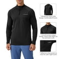thumbnail image 5 of Men's Stand Up Collar Half Zipper Reflective Fitness Long Sleeve Quick Dry Running Top Black M, 5 of 7