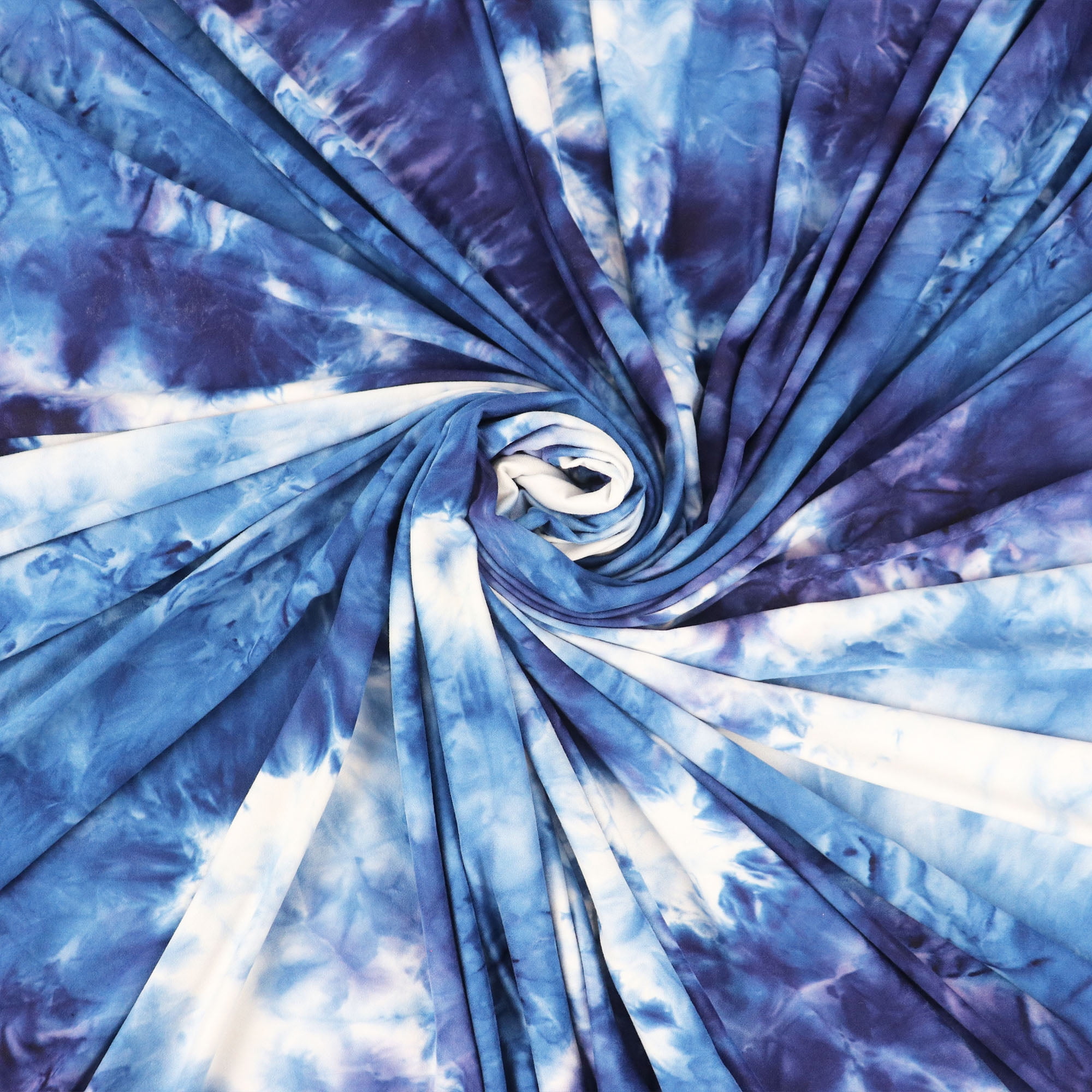 Romex Textiles Polyester Spandex TieDye Knit Fabric Blue/Purple/White