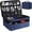 Royal Blue, variant on Travel Electronics Organizer, Waterproof Cable Organizer Bag for Electronic Accessories Double Layer Large Shockproof Cable Storage Bag for Cord, Power Bank, Tablet(Up to iPad 11 inch) - Denim blue