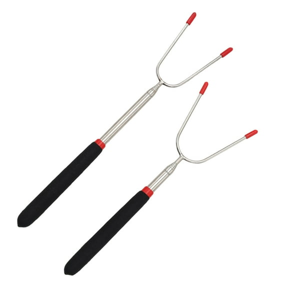 2 Pcs Telescopic Barbecue Fork Home Roasting Stick Meat Skewers Chorizo Vegan Grilling Kabobs Sausage Forks