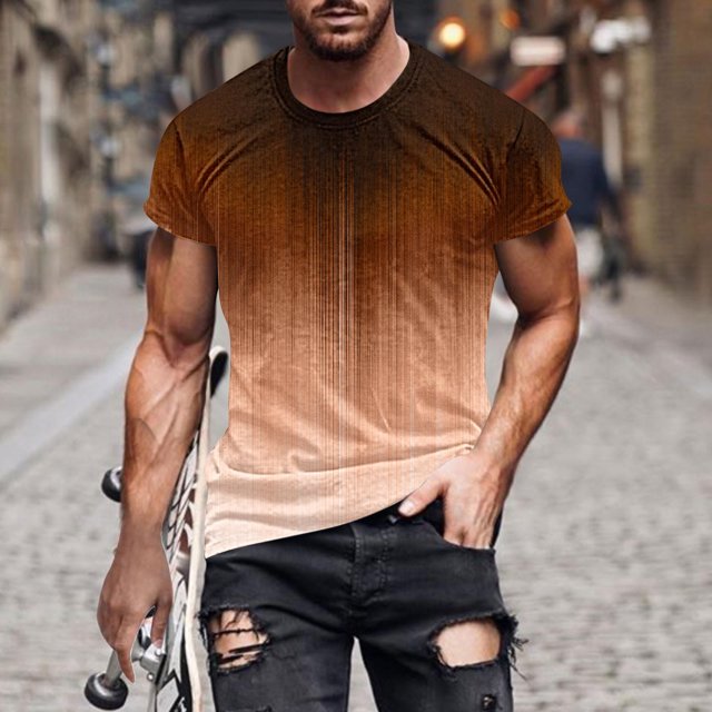 Qertyioot T-shirt à Manches Courtes Imprimé pour Hommes Col Rond Mode Décontractée Manches Courtes Liquidation