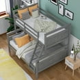 thumbnail image 3 of Royard Oaktree Twin over Full Bunk Bed with Safety Guardrail Headboard and Footboard Wood Bunk Bed Frame with ladder and Slats, Can Be Converted Into 2 Separated Platform Beds, Gray, 3 of 7