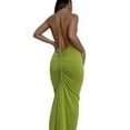 thumbnail image 3 of hirigin Women's Halter Dress, Tie-Up Halter Back Ruched Backless Dress, Ladies Summer Long Party/Club/Bar Outfits, 3 of 8