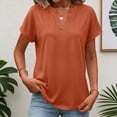 thumbnail image 2 of Short Sleeve Tops for Women Solid Color V Neck Tops 2026 Summer Casual Shirts Work Blouses Business Tunic Top Orange XL, 2 of 7