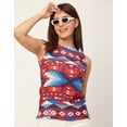 thumbnail image 5 of Moomaya Sleeveless Boat Neck Printed Georgette Top - Women's Elegant Top, 5 of 9