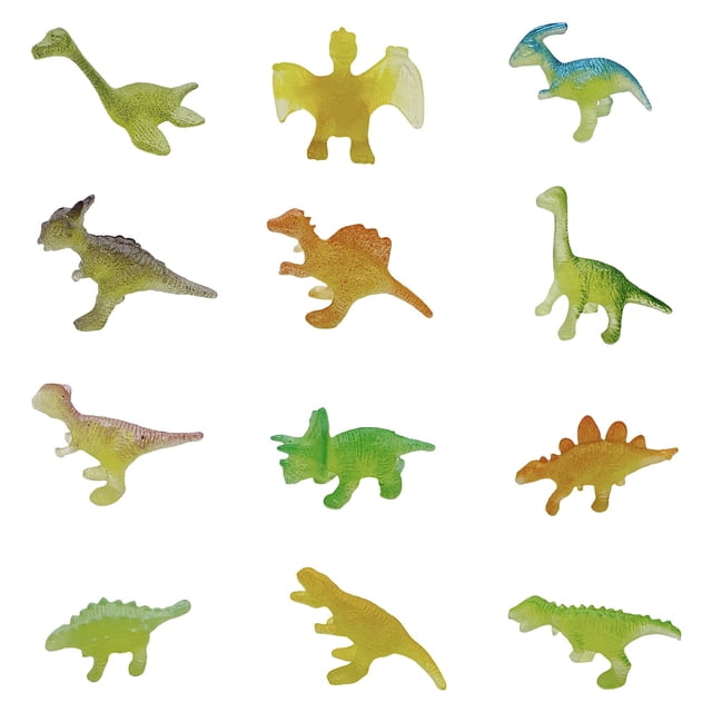 C 12 Piece Glow In Dark Dinosaur Figures Set For Kids Party
