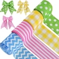 thumbnail image 4 of 5 Yards Spring Gingham Patterned Ribbon - Colorful Craft Fabric Ribbon in Assorted Colors for Gift Wrapping, Wreath Bow Making, DIY Crafts, and Easter Decorations, 5 Roll (A), 4 of 4