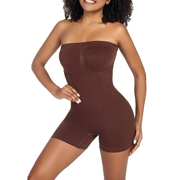 Viluyesy Shapewear for Womens, Tummy Control Seamless Tight Fit Comfortable Yogo Trainer Boys Short Bodysuit Coffee 3XL