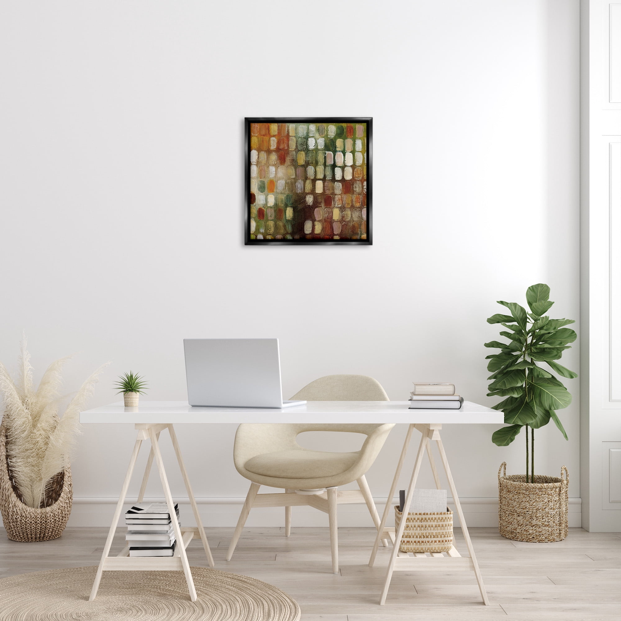 Stupell Industries Earth Tone Oval Abstraction Abstract Painting Black Floater Framed Canvas Art Print Wall Art, 25 x 25