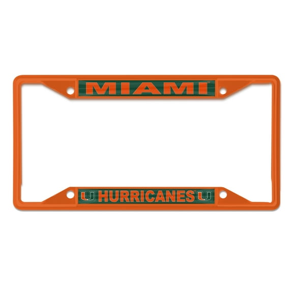 NCAA Miami Hurricanes Team Colored Small Over Small License Plate Frame