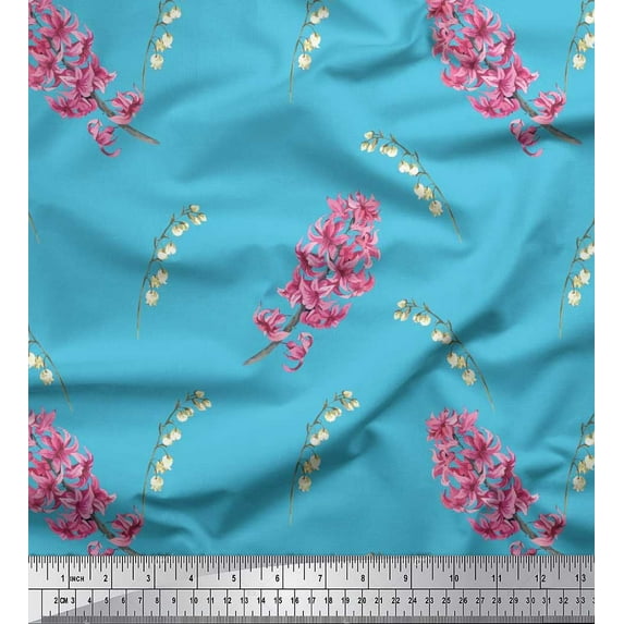 Soimoi Polyester Crepe Fabric Wildflower Floral Print Fabric by The Yard 42 Inch Wide