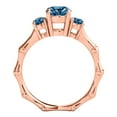thumbnail image 2 of 1 Carats Blue Three Stone Round Diamond Ring 10K Solid Rose Gold, 2 of 2
